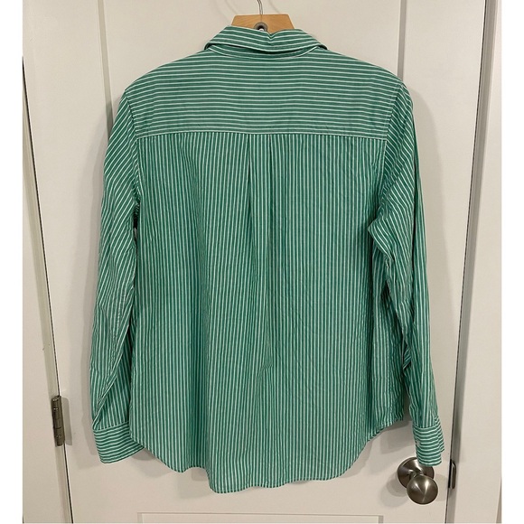 Gap Organic Cotton Perfect Shirt Green Stripe - Picture 6 of 16